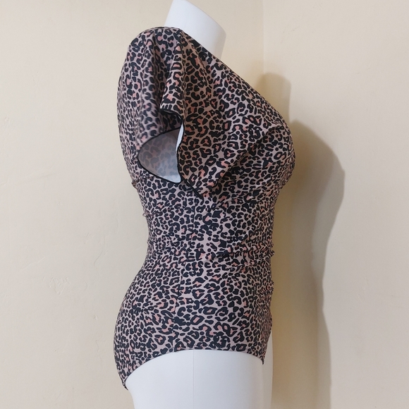 Byinns Leopard Cheetah Animal Print One Piece Swimsuit Bathing Suit XL - Picture 2 of 10